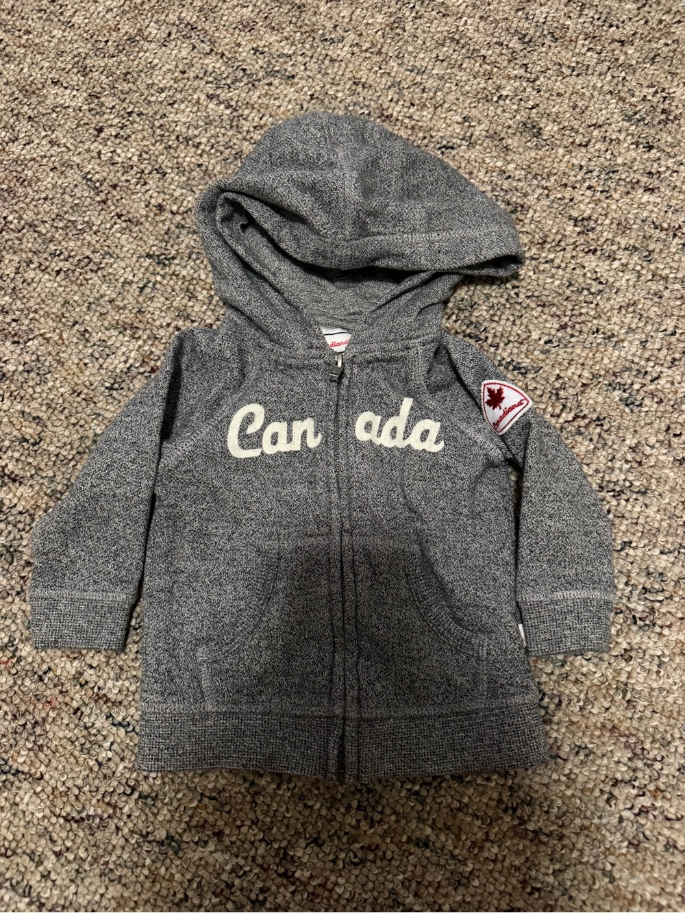 Canada Knit Zip Hoodie for Kids - Gray